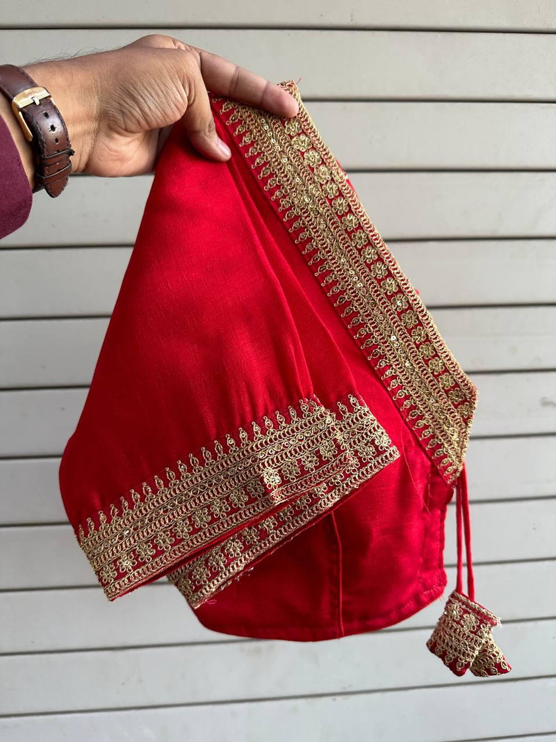 Ruby Vichitra Silk Embroidered Blouse