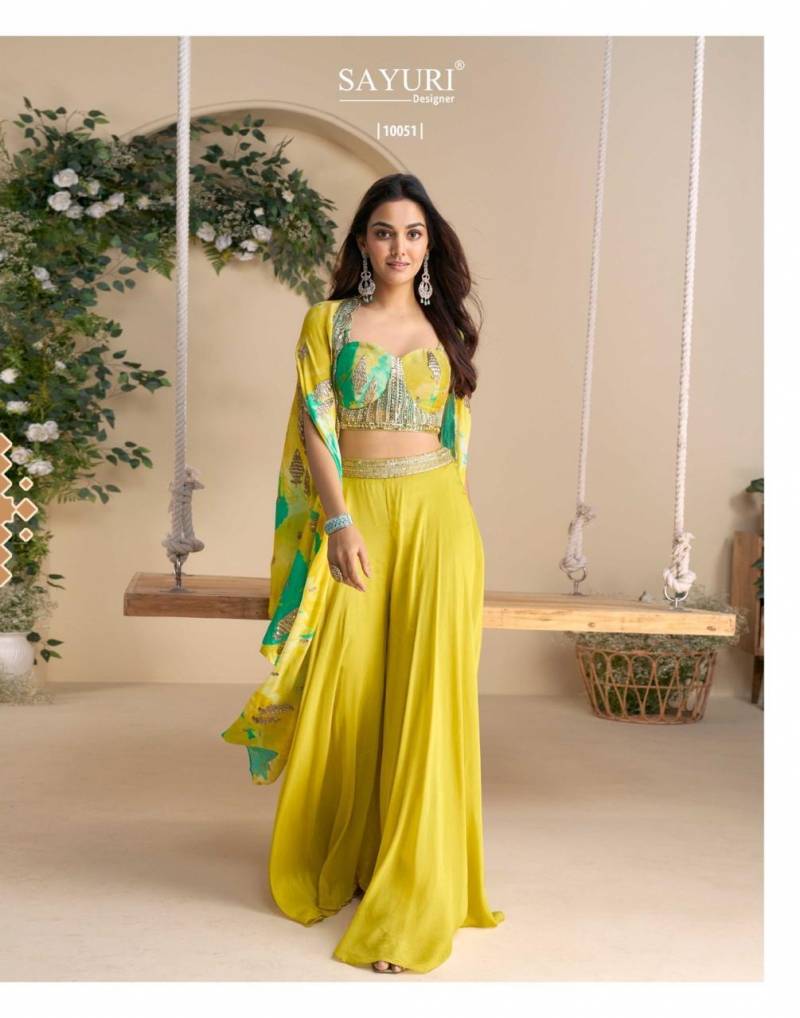 Sunlit Chartreuse Gold| Chinon Silk Indo-Western Set