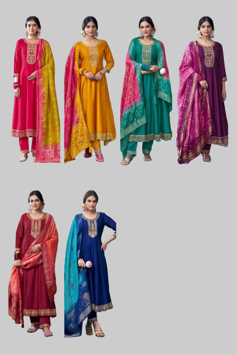Rangoon Gunjan Silk Anarkali Set | Embroidered Festive Wear Australia
