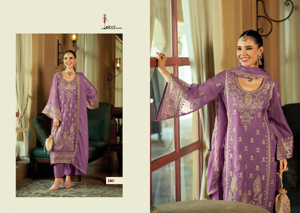 Lavender Purple Organza Embroidered Pakistani Suit Set