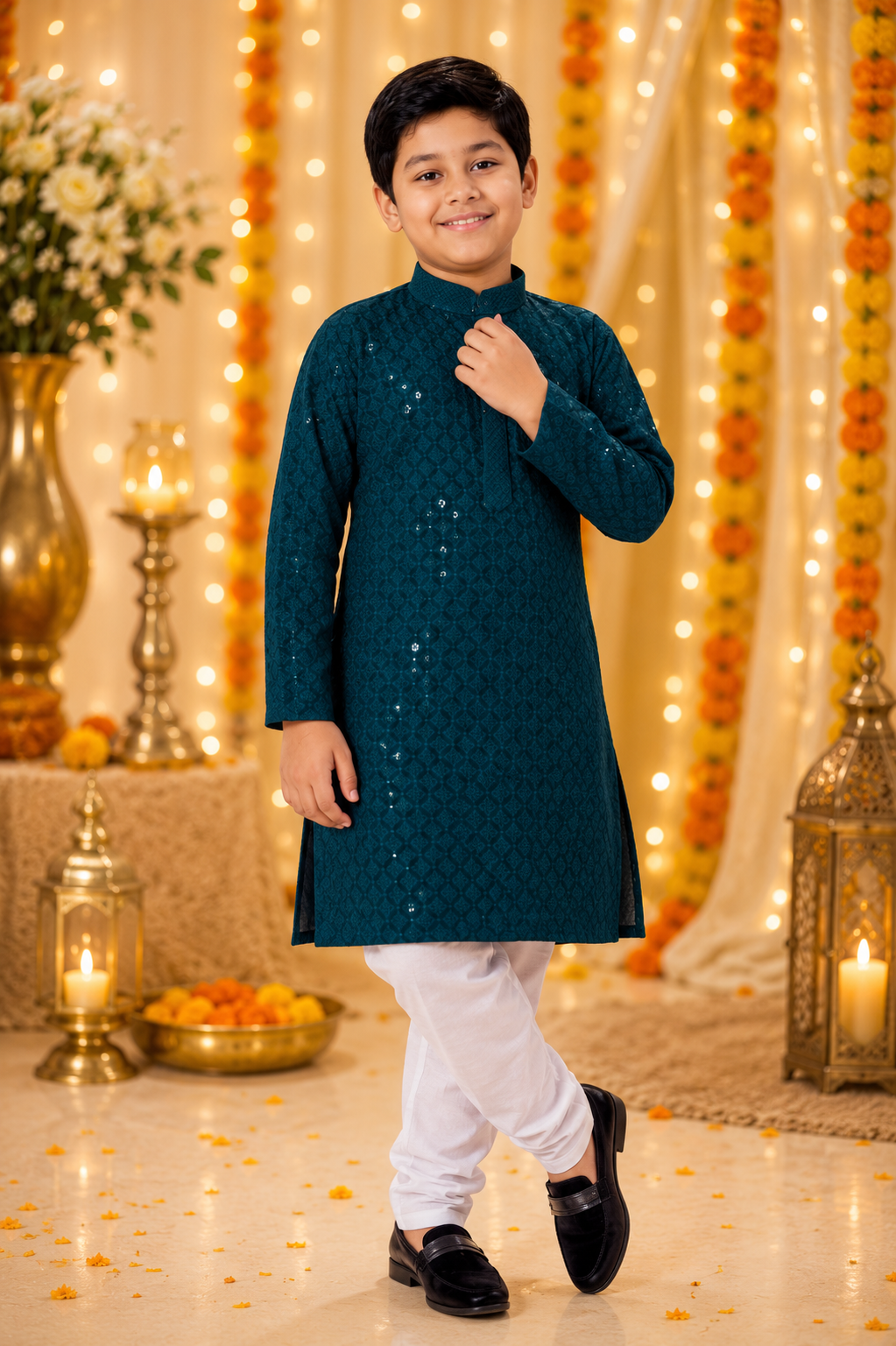 Prince Premium Chikankari Kids Kurta Set