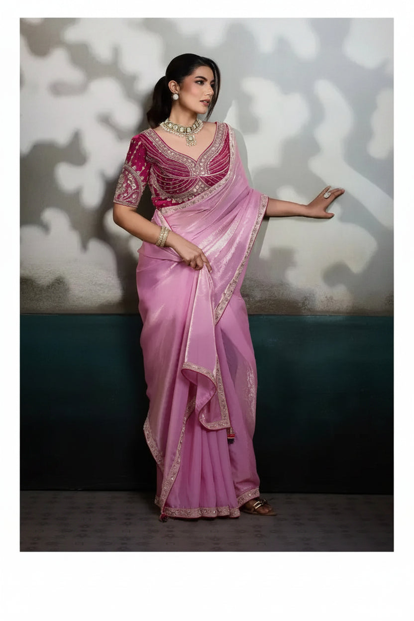 Evening Affair Velvet Satin Designer Saree Australia | Luxury Occasion Wear
