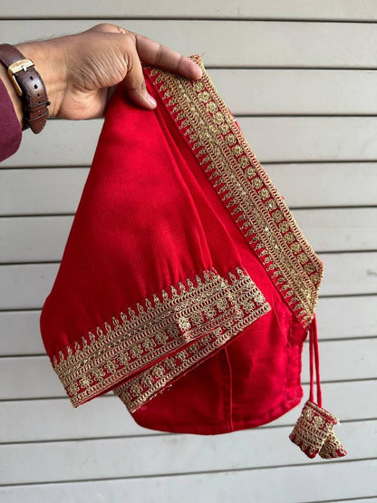 Ruby Vichitra Silk Embroidered Blouse
