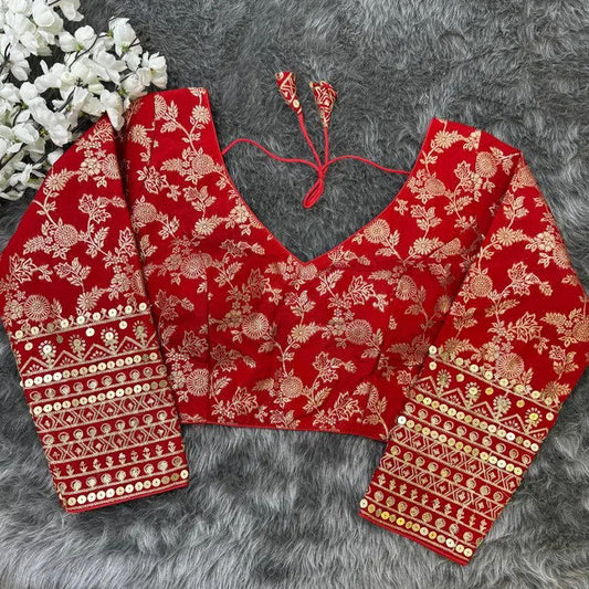 Ruby Dola Silk Embroidered Wedding Blouse