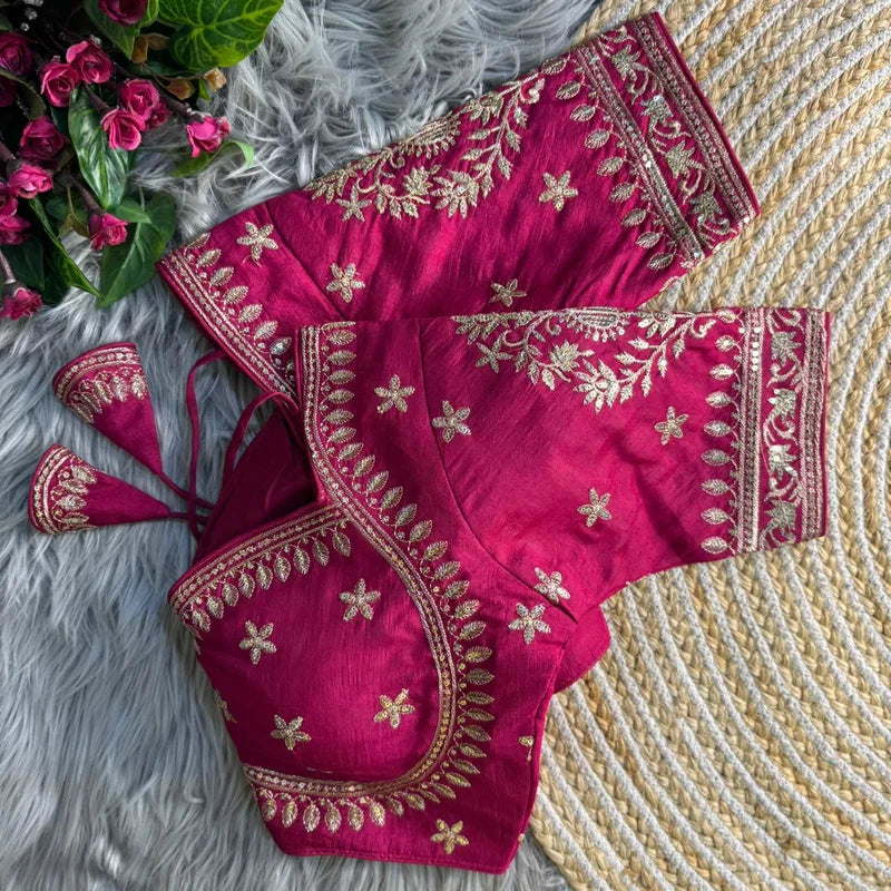 Rani Vichitra Silk Embroidered Blouse