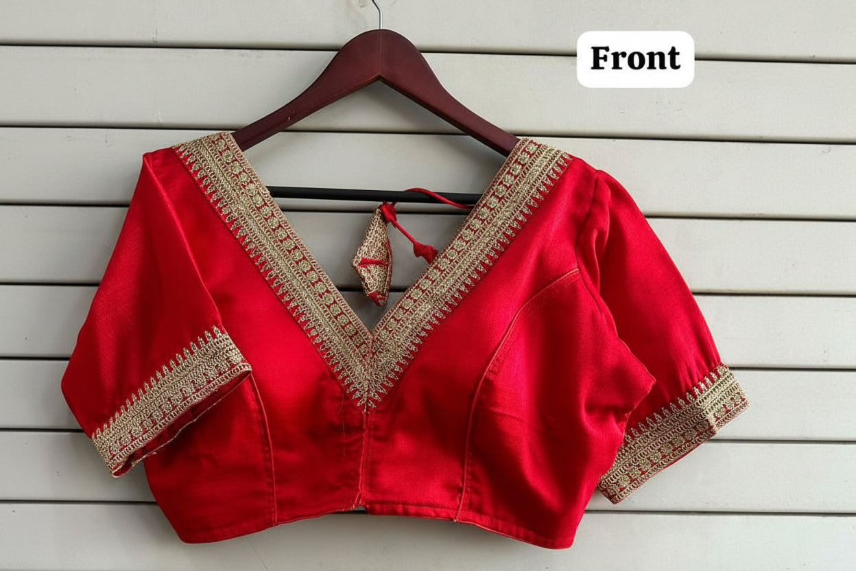 Ruby Vichitra Silk Embroidered Blouse