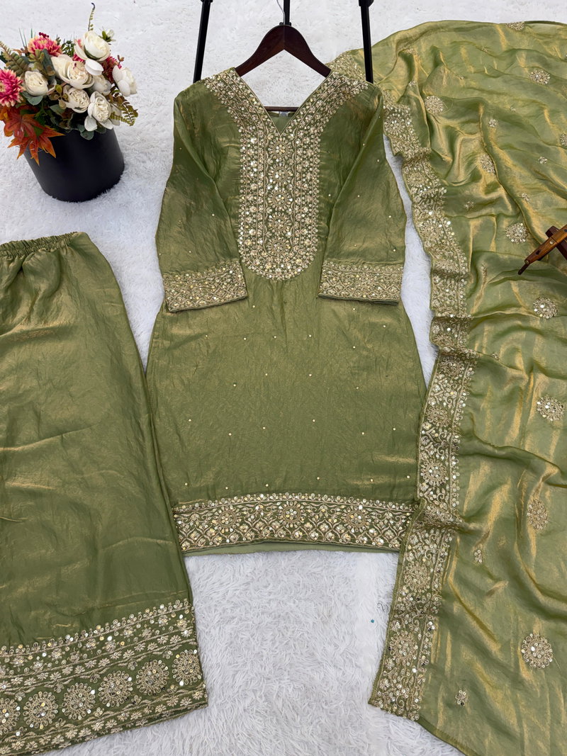 Rose Noor Fendy Silk Embroidered Palazzo Set