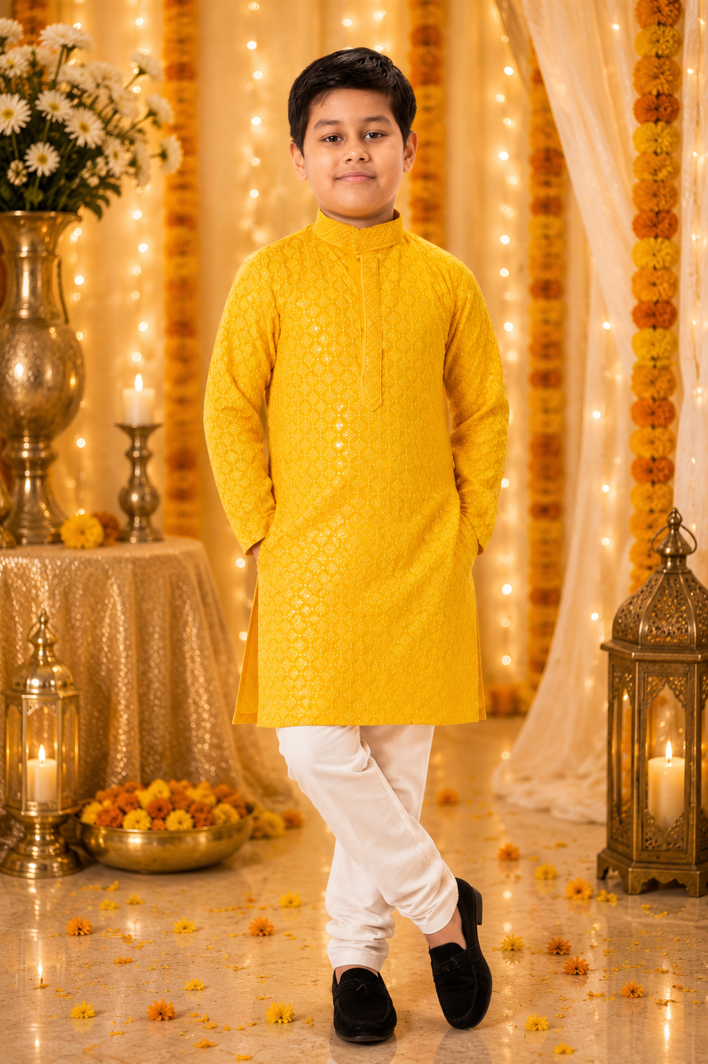 Prince Premium Chikankari Kids Kurta Set