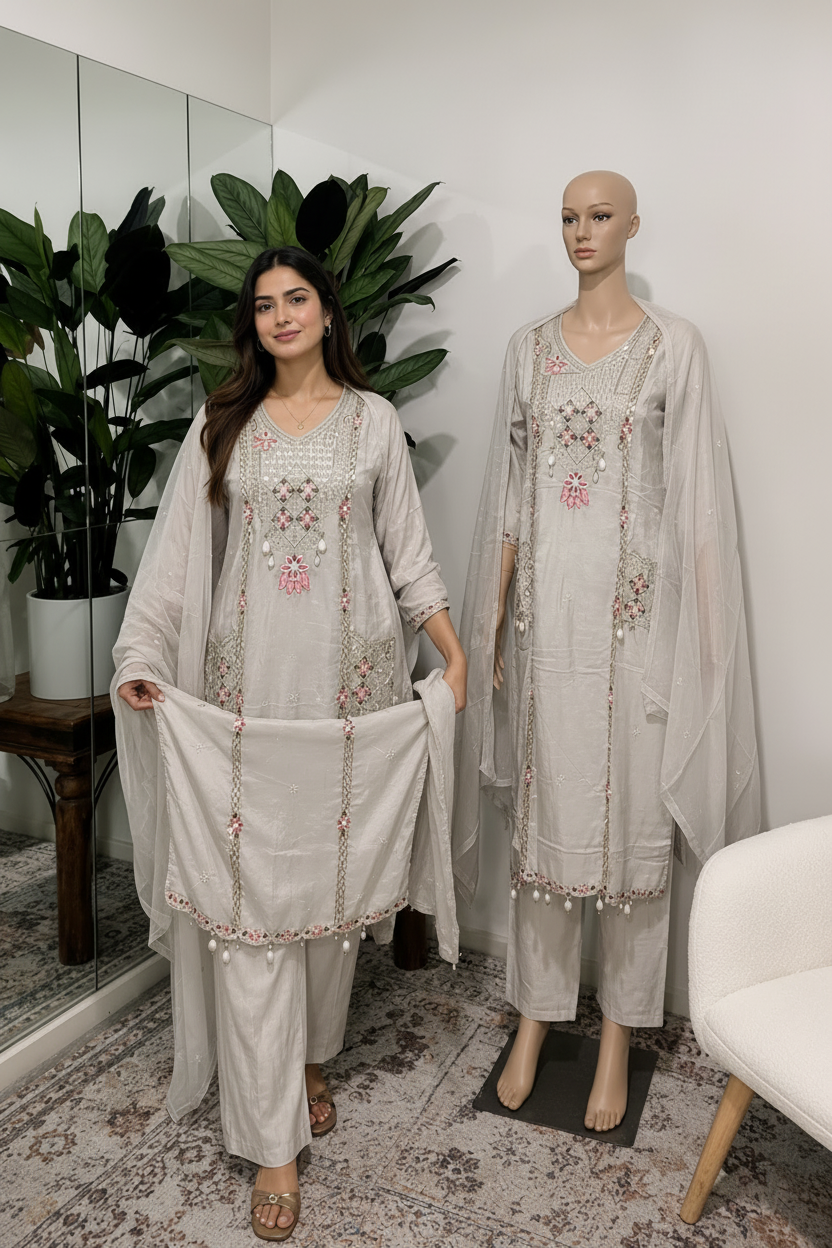 "Ivory Luxe" Premium Raw Silk 3-Piece Suit