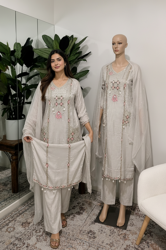 "Ivory Luxe" Premium Raw Silk 3-Piece Suit