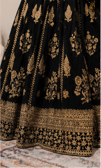 Zareen Noir Luxury Lehenga Set | Premium Black Embroidered Lehenga Australia