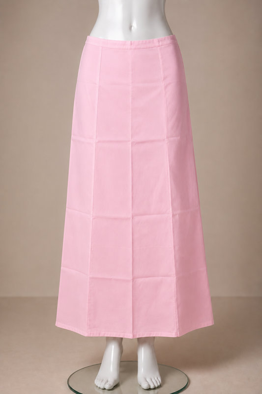 Pink Cotton Ready-Made Saree Petticoat