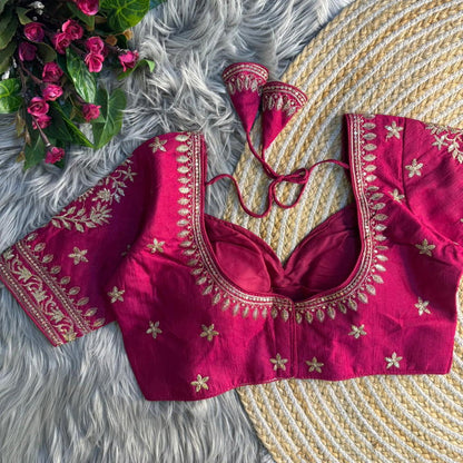 Rani Vichitra Silk Embroidered Blouse