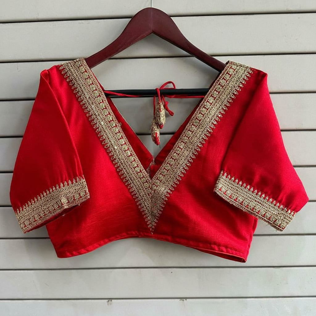 Ruby Vichitra Silk Embroidered Blouse