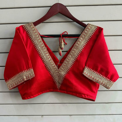 Ruby Vichitra Silk Embroidered Blouse