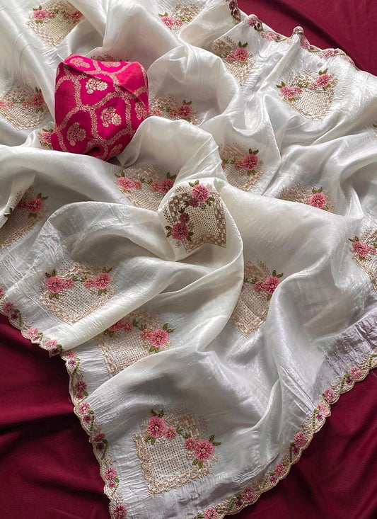 Uma Premium Crush Silk Embroidered Saree Set