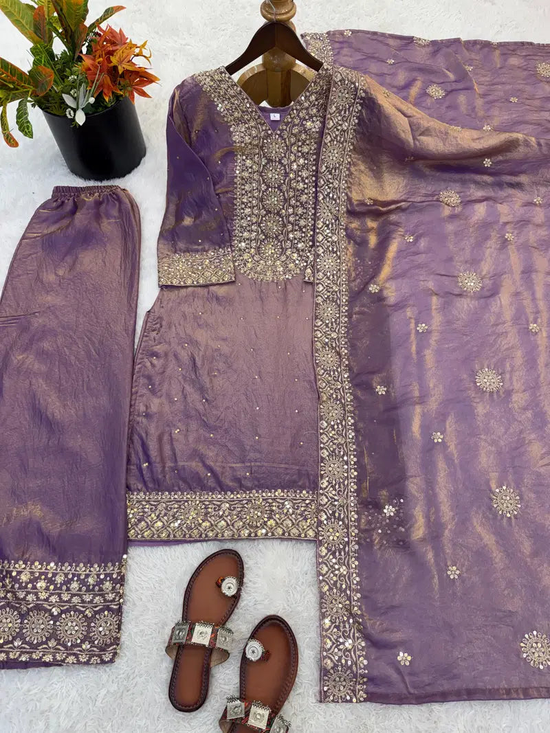 Rose Noor Fendy Silk Embroidered Palazzo Set