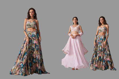 Midnight Royale Georgette Chinon Indo Western Set Australia