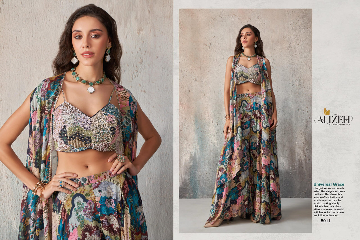 Midnight Royale Georgette Chinon Indo Western Set Australia