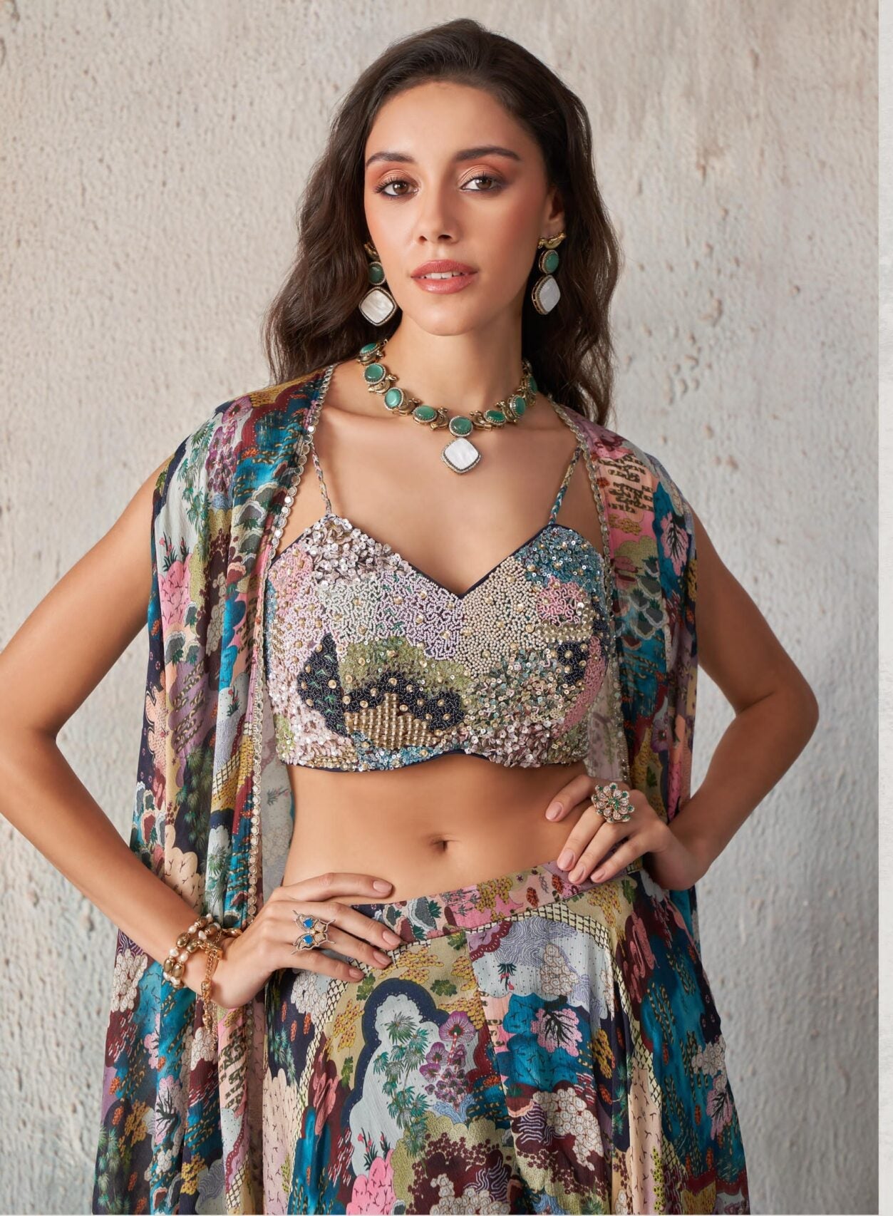 Midnight Royale Georgette Chinon Indo Western Set Australia