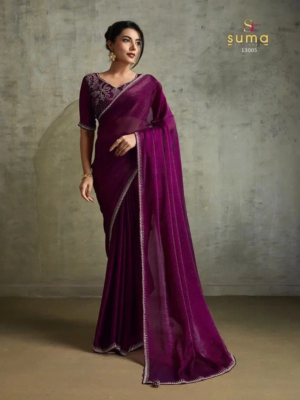 Suma Fendy Chiffon Blooming Designer Saree | Luxury Ready-to-Wear Saree Australia