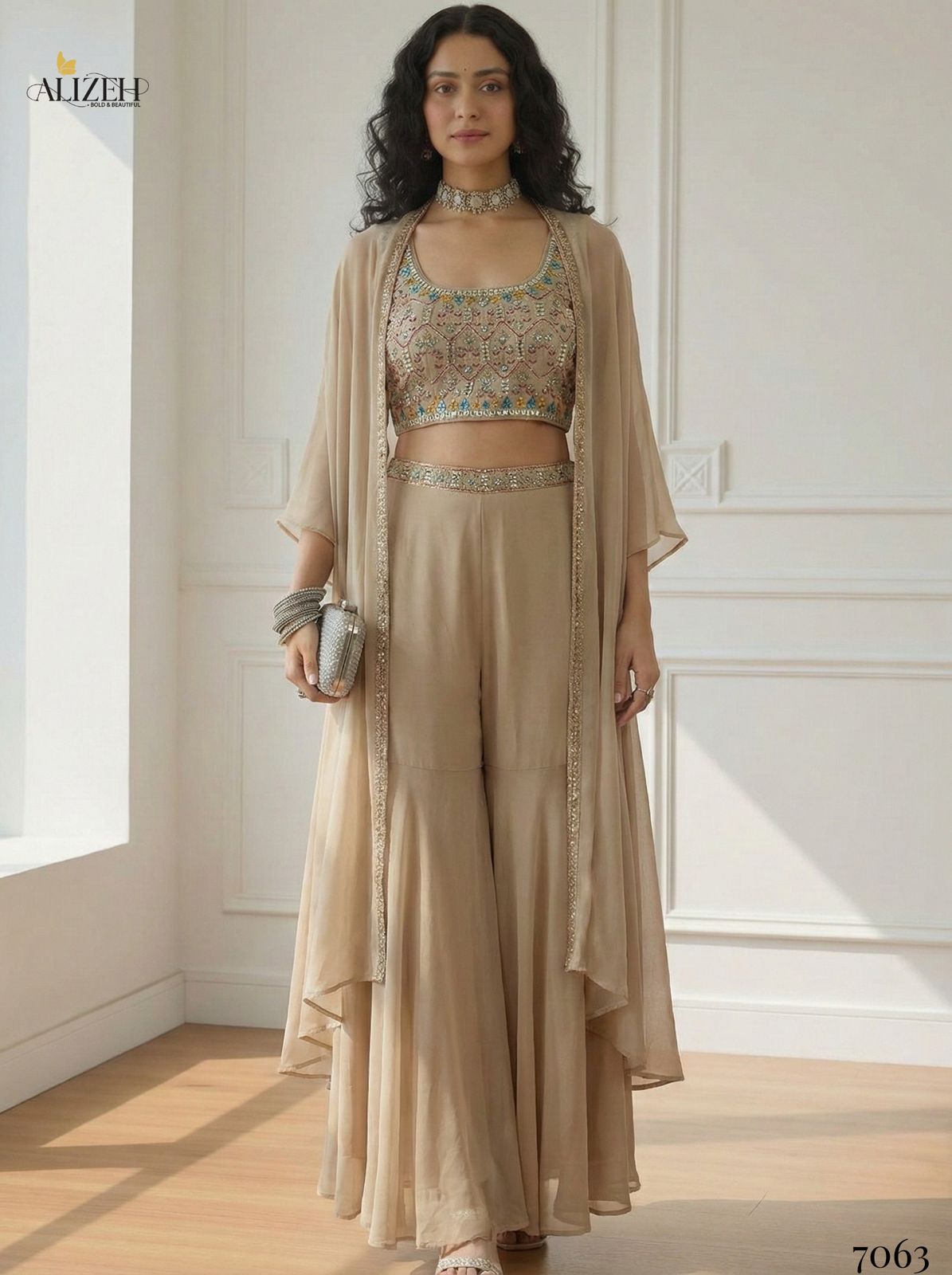 Alizeh Luxe Indo-Western Georgette Sharara Set with Jacket
