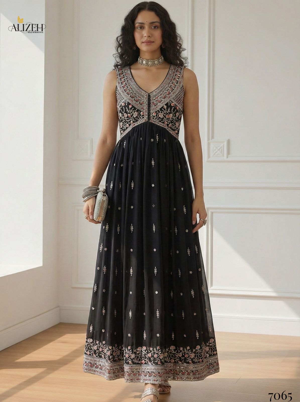 Alizeh Luxe Black Embroidered Indo-Western Gown