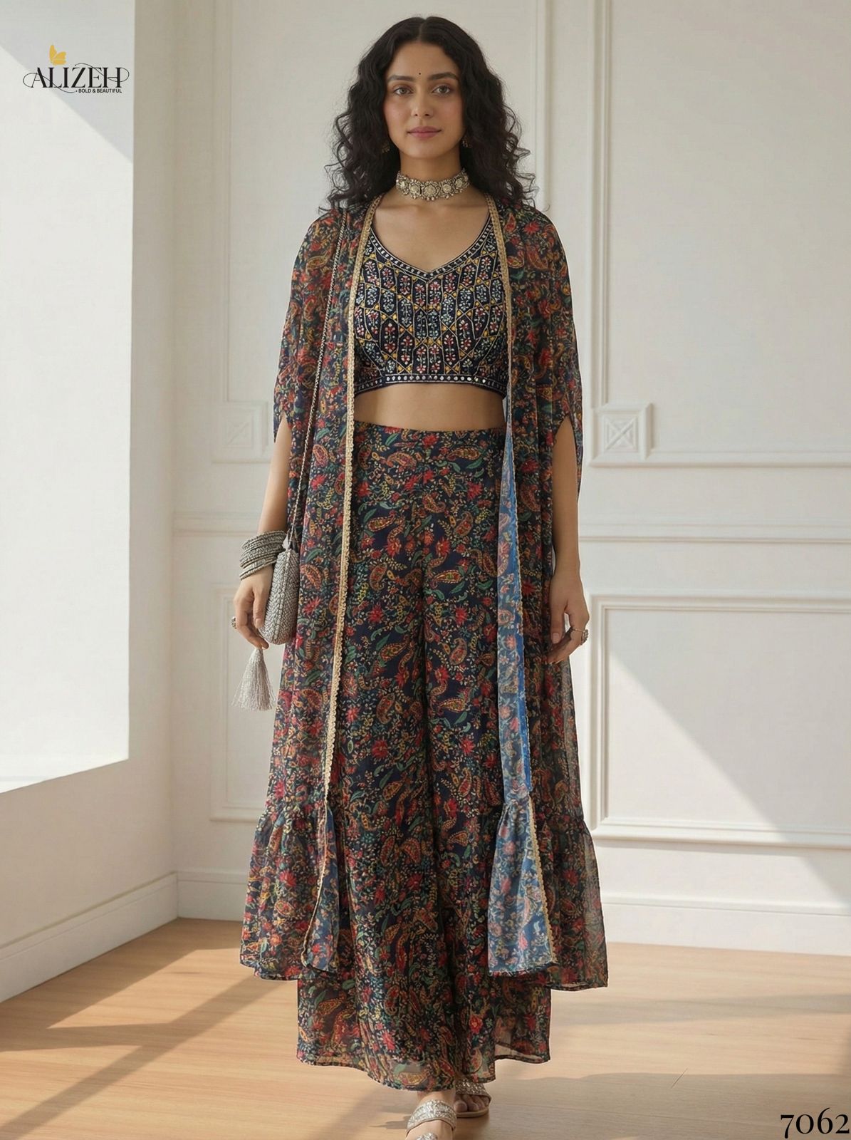Alizeh Luxe Printed Indo-Western Sharara Set with Jacket