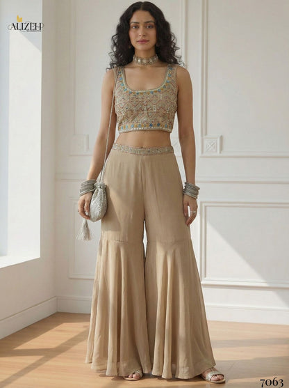 Alizeh Luxe Indo-Western Georgette Sharara Set with Jacket