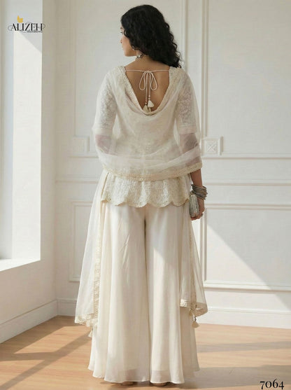 Alizeh Luxe Georgette Sharara Suit Set with Dupatta