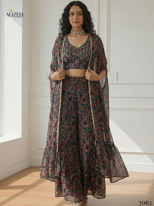 Alizeh Luxe Printed Indo-Western Sharara Set with Jacket