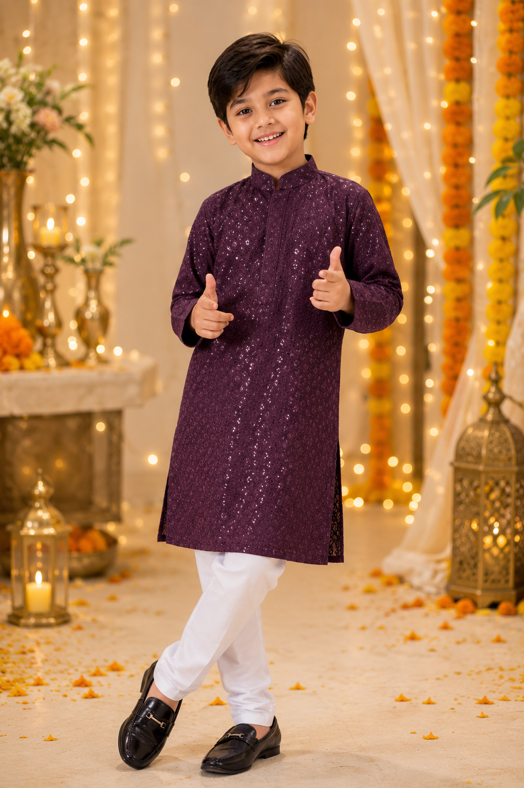 Prince Premium Chikankari Kids Kurta Set