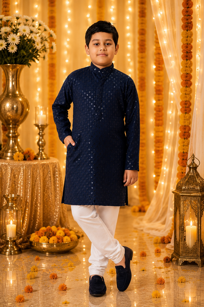 Prince Premium Chikankari Kids Kurta Set