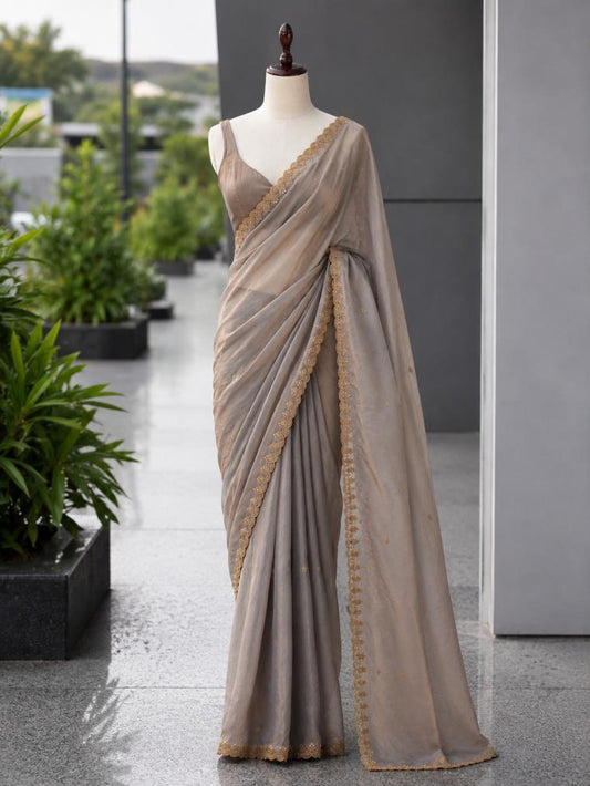 Fandy Satin Sequence Work Saree