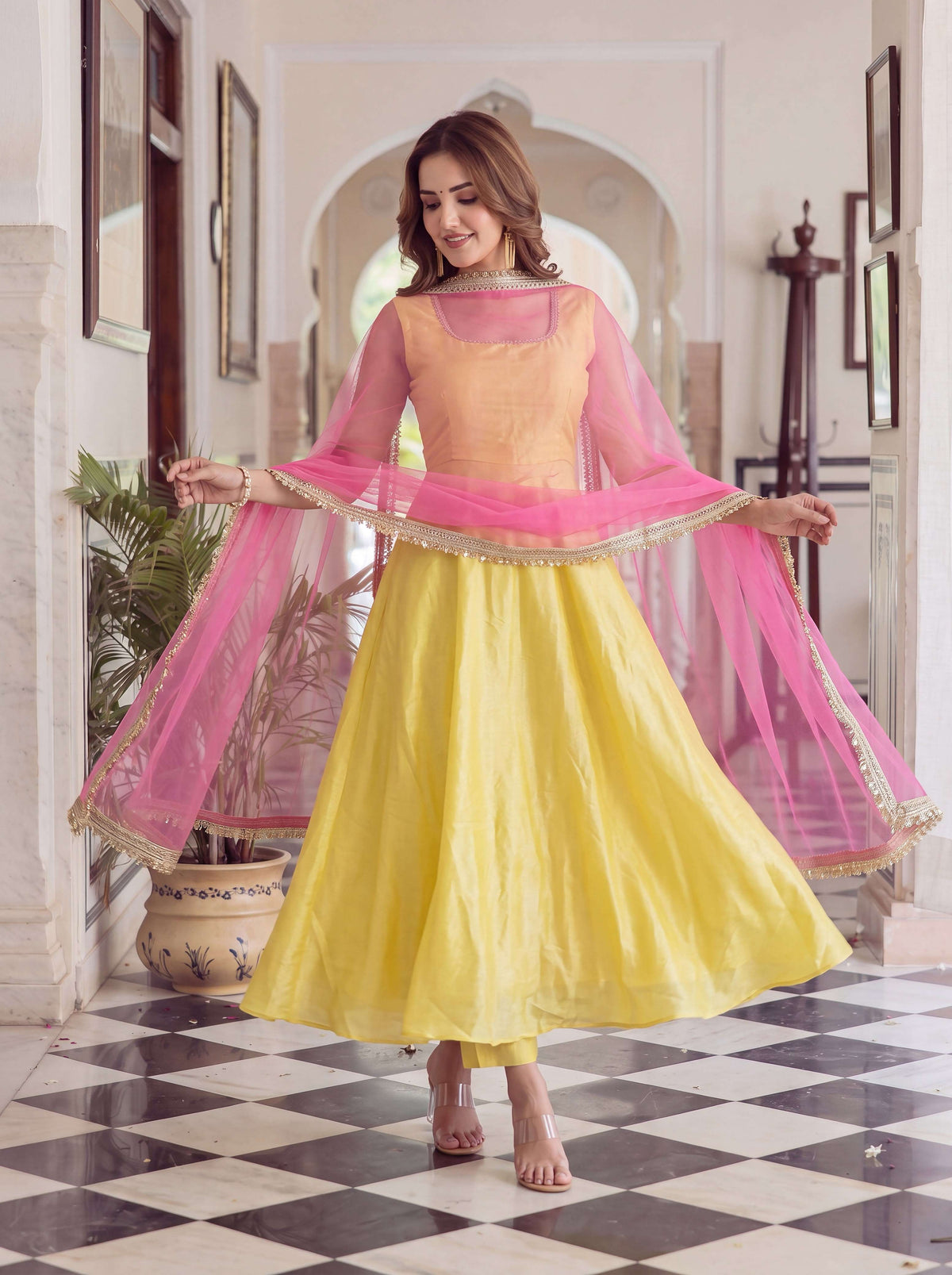 Glass Roman Anarkali 3-Piece Set