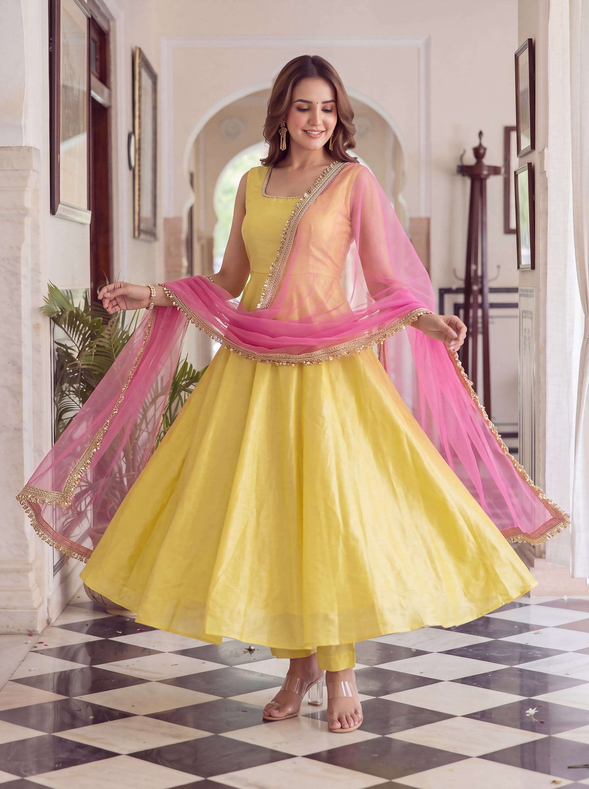 Glass Roman Anarkali 3-Piece Set