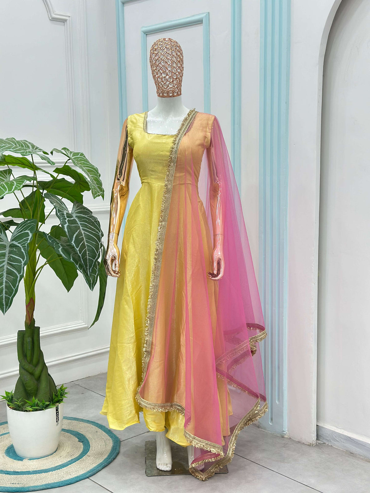 Glass Roman Anarkali 3-Piece Set