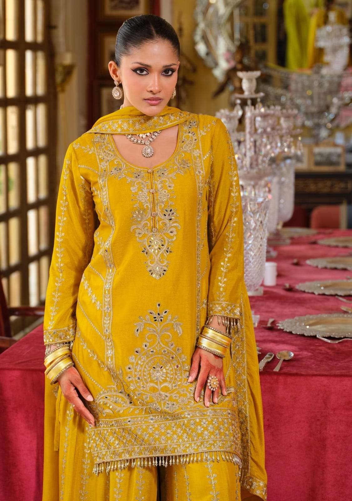 Sundara Noor Luxe Embroidered Palazzo Set