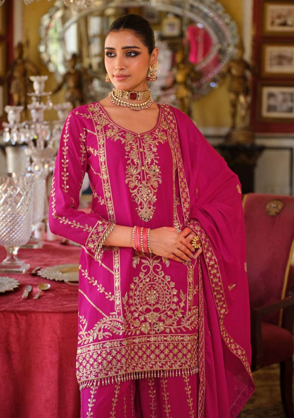 Sundara Noor Luxe Embroidered Palazzo Set