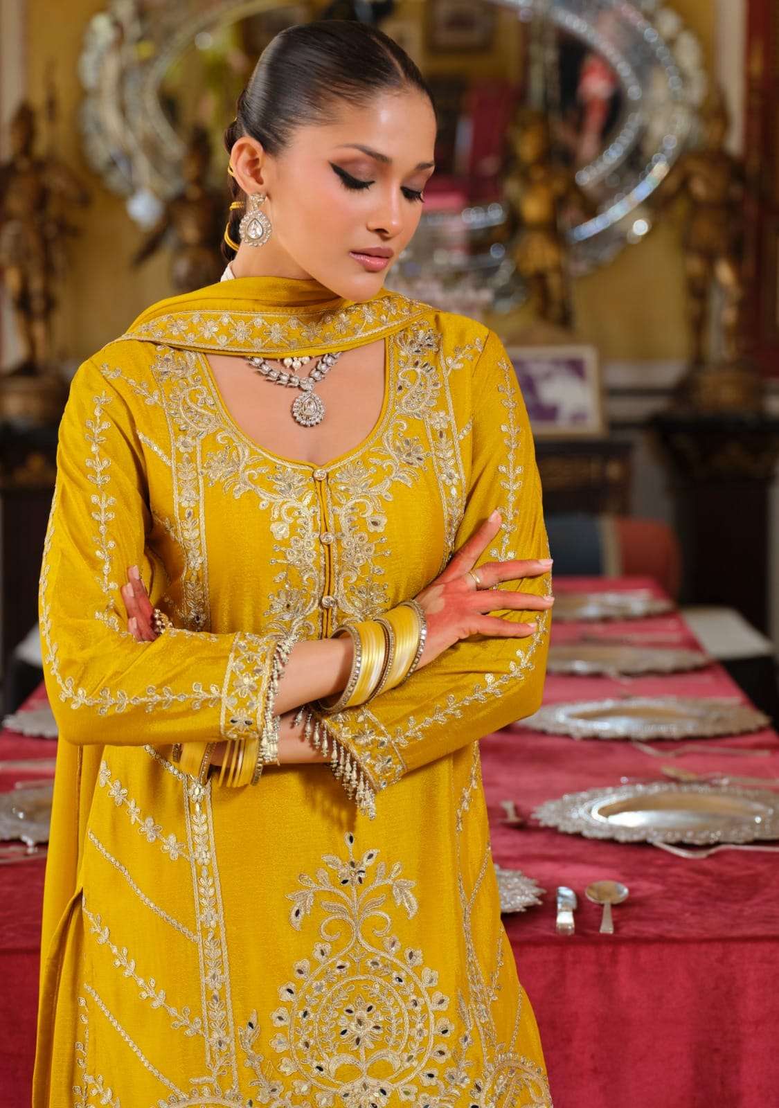 Sundara Noor Luxe Embroidered Palazzo Set
