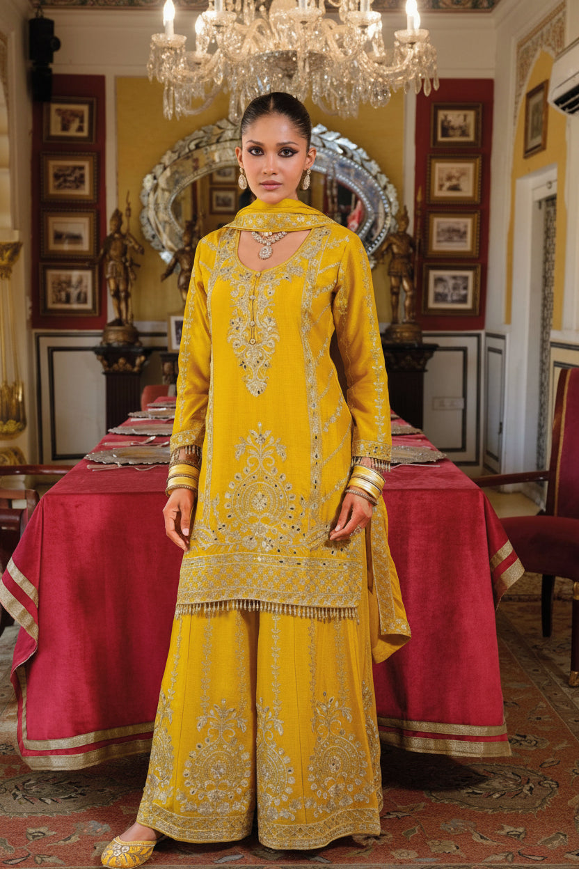 Sundara Noor Luxe Embroidered Palazzo Set