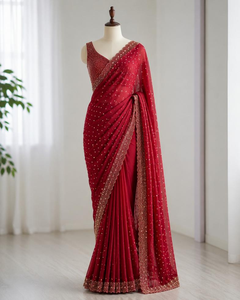 Anu Premium Silk Jarkan Work Saree