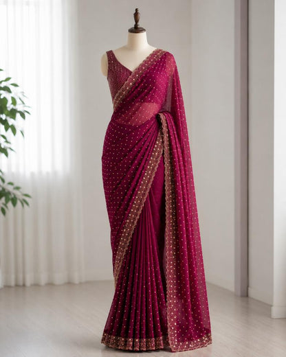 Anu Premium Silk Jarkan Work Saree
