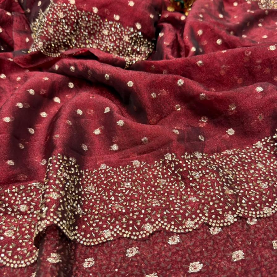 Anu Premium Silk Jarkan Work Saree