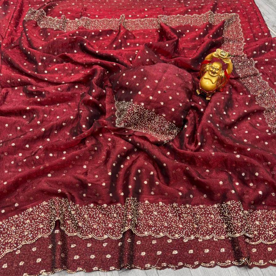 Anu Premium Silk Jarkan Work Saree