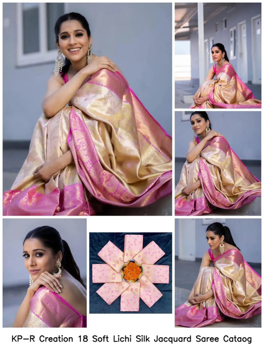 Rose Blush Lichi Silk Saree