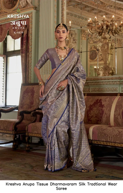 Kreshva Anupa Tissue Dharmavaram Silk Saree | Luxury Traditional Wedding Saree Australia