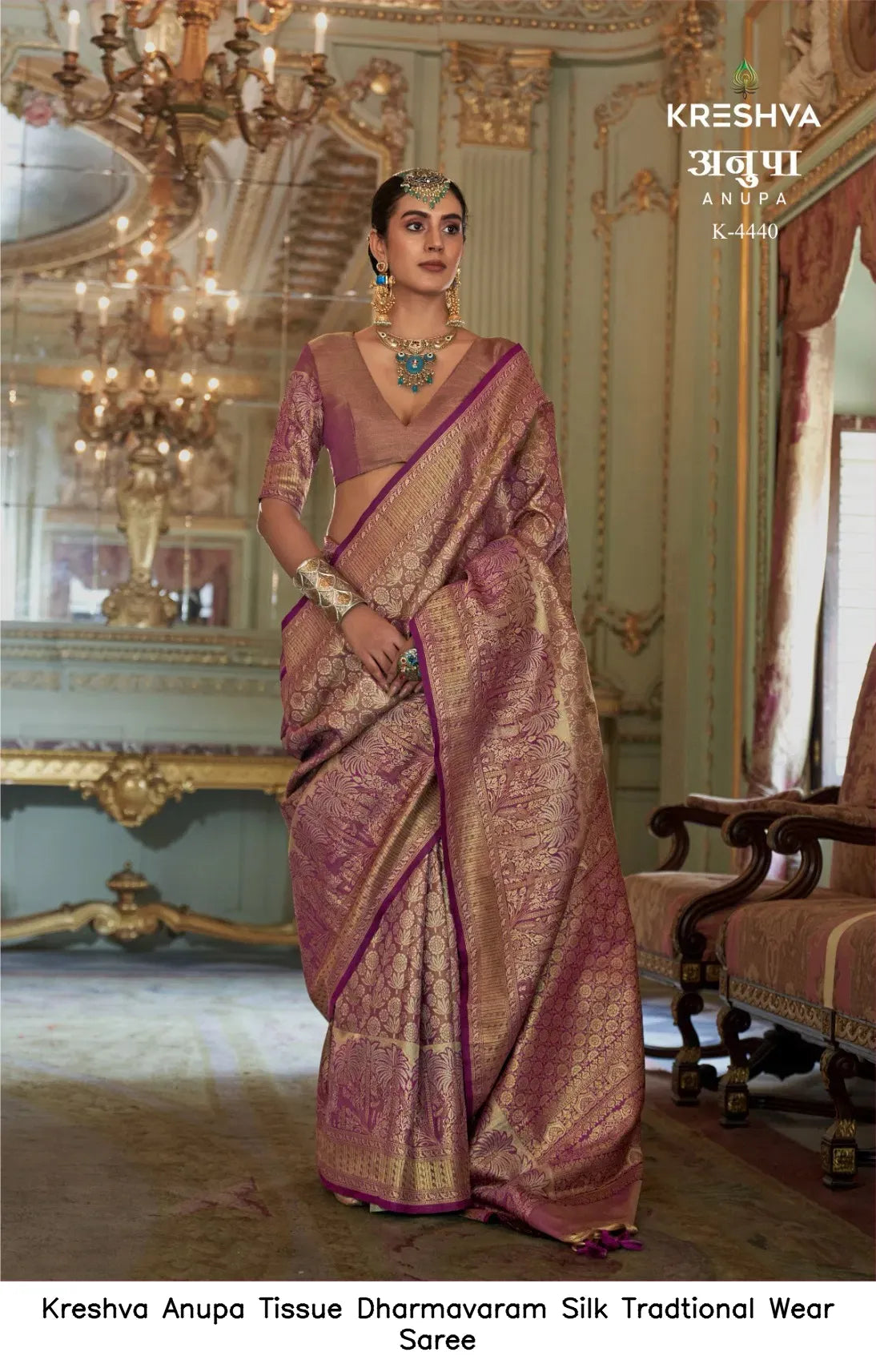 Kreshva Anupa Tissue Dharmavaram Silk Saree | Luxury Traditional Wedding Saree Australia