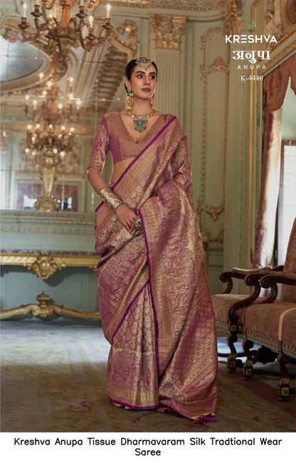 Kreshva Anupa Tissue Dharmavaram Silk Saree | Luxury Traditional Wedding Saree Australia