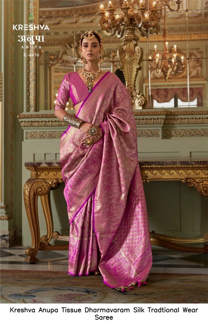 Kreshva Anupa Tissue Dharmavaram Silk Saree | Luxury Traditional Wedding Saree Australia